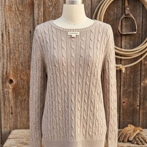 St. John's Bay Taupe Cable-Knit Crewneck Sweater